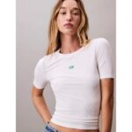 Ck Lv044c901g A Modal Rib Tee Kadın Bluz – BEYAZ - Görsel 4