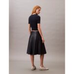 Ck Lv044c901g A Modal Rib Tee Kadın Bluz – LACİVERT - Görsel 5