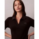 Ck Lv047d214g Ls Monologo Rıb Polo Mını Kadın Elbise – SİYAH - Görsel 3