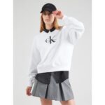 Ck Lv047b234g Ls Monologo French Terry Rlxd Cr Kadın Sweatshırts – BEYAZ