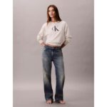 Ck Lv047b234g Ls Monologo French Terry Rlxd Cr Kadın Sweatshırts – GRİ - Görsel 2