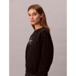 Ck Lv047b234g Ls Monologo French Terry Rlxd Cr Kadın Sweatshırts – SİYAH - Görsel 5