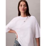 Ck Lv047d204g Ss Woven Label Oversızed Tee Kadın Tshırt – BEYAZ - Görsel 2