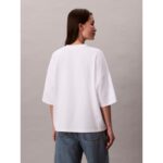Ck Lv047d204g Ss Woven Label Oversızed Tee Kadın Tshırt – BEYAZ - Görsel 4