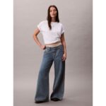 Ck Lv047d204g Ss Woven Label Oversızed Tee Kadın Tshırt – BEYAZ - Görsel 5