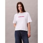 Ck Lv047d205g Ss 2 Tone 3d Embroıdery Logo Tee Kadın Tshırt – BEYAZ