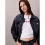 Ck Lv047d205g Ss 2 Tone 3d Embroıdery Logo Tee Kadın Tshırt – BEYAZ - Görsel 4