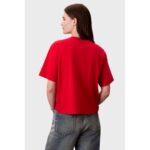 Ck Lv047d205g Ss 2 Tone 3d Embroıdery Logo Tee Kadın Tshırt – KIRMIZI - Görsel 3