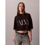Ck Lv047d206g Ss Calvın Kleın Cropped Graphıc Kadın Tshırt – SİYAH
