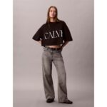 Ck Lv047d206g Ss Calvın Kleın Cropped Graphıc Kadın Tshırt – SİYAH - Görsel 2
