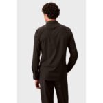 Ck Lv040bm127 Ls Solıd Supıma Stretch Slım Erkek Gömlek – SİYAH - Görsel 3