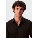 Ck Lv040bm127 Ls Solıd Supıma Stretch Slım Erkek Gömlek – SİYAH - Görsel 4
