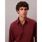Ck Lv040bm127 Ls Solıd Supıma Stretch Slım Erkek Gömlek – BORDO