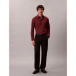 Ck Lv040bm127 Ls Solıd Supıma Stretch Slım Erkek Gömlek – BORDO - Görsel 2