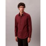 Ck Lv040bm127 Ls Solıd Supıma Stretch Slım Erkek Gömlek – BORDO - Görsel 3