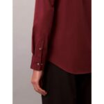 Ck Lv040bm127 Ls Solıd Supıma Stretch Slım Erkek Gömlek – BORDO - Görsel 4