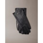 Ck Lv04f9008g Emblem Aop Paneled Lthr Kadın Eldiven – SİYAH