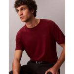 Ck Lv04lb275g Ss Supıma Chest Emb Crewneck Tee Erkek Tshırt – BORDO - Görsel 2