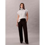 Ck Lv044d639g Cotton Twill Belted Trouser Kadın Pantolon – SİYAH