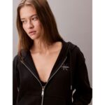 Ck Lv047b270g Monologo French Terry Fz Bf Hood Kadın Sweatshırts – SİYAH - Görsel 2