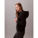 Ck Lv047b270g Monologo French Terry Fz Bf Hood Kadın Sweatshırts – SİYAH - Görsel 5