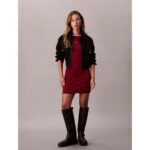 Ck Lv047d202g Ss Color Block Cotton Rıb Baby Kadın Elbise – BORDO - Görsel 2