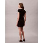 Ck Lv047d202g Ss Color Block Cotton Rıb Baby Kadın Elbise – SİYAH - Görsel 5