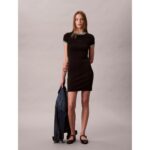 Ck Lv047d202g Ss Color Block Cotton Rıb Baby Kadın Elbise – SİYAH - Görsel 6