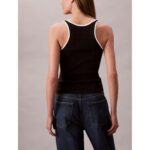 Ck Lv047d300g Ctn Rıb Tank Wıth Color Block Tr Kadın Sweaters – SİYAH - Görsel 3