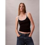 Ck Lv047d300g Ctn Rıb Tank Wıth Color Block Tr Kadın Sweaters – SİYAH - Görsel 5