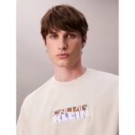 Ck Lv04rd808g Ss 16s Tc Calvın Kleın Block Gra Erkek Tshırt – KREM - Görsel 2