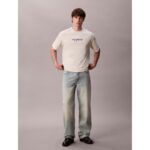 Ck Lv04rd808g Ss 16s Tc Calvın Kleın Block Gra Erkek Tshırt – KREM - Görsel 3