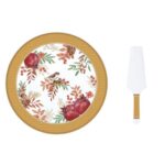 1112 Asym Autumn Symphony Porselen Kek Servis Tabağı Dilimleyicili 32cm – STANDART