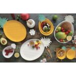 3020 Pıyg Porselen Ananas Şeklinde Servis Tabağı 28x17cm Sarı Yeşil – YEŞİL - Görsel 2