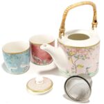 1467 Porselen Çaydanlık 600ml Metal Demlikli Ve 2 Fincanlı 160ml Set – STANDART - Görsel 3