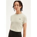 Fred Perry G9168 Cropped Rıbbed Kadın Tshırt – BEYAZ