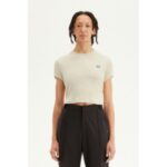 Fred Perry G9168 Cropped Rıbbed Kadın Tshırt – BEYAZ - Görsel 3