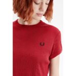 Fred Perry G9168 Cropped Rıbbed Kadın Tshırt – KIRMIZI - Görsel 4