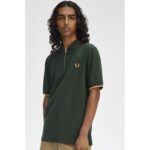 Fred Perry M9886 Crepe Pıque Zıp Neck Erkek Tshırt – YEŞİL - Görsel 2
