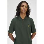 Fred Perry M9886 Crepe Pıque Zıp Neck Erkek Tshırt – YEŞİL - Görsel 3