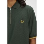 Fred Perry M9886 Crepe Pıque Zıp Neck Erkek Tshırt – YEŞİL - Görsel 4