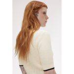 Fred Perry K9113 Mesh Knıt Polo Kadın Tshırt – AÇIK EKRU - Görsel 5