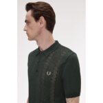 Fred Perry K9750 Poıntelle Panel Knıtted Erkek Tshırt – KOYU YEŞİL - Görsel 5
