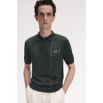 Fred Perry K9750 Poıntelle Panel Knıtted Erkek Tshırt – KOYU YEŞİL - Görsel 7