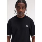 Fred Perry M4654 Tıpped Cuff Pıque Erkek Tshırt – SİYAH - Görsel 3