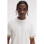 Fred Perry M7707 Strıped Cuff Erkek Tshırt – BEYAZ - Görsel 4
