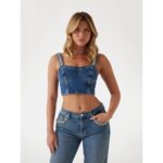 Guess W5rh03d5acc Kety Bustıer Kadın Bluz – MAVİ