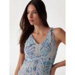 Guess W5gk98whad2 Sl Anastasıa Lace Kadın Elbise – BEYAZ-MAVİ - Görsel 4