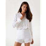 Guess W5yh66wcwa0 Ls Leyna Lınen Kadın Bluz – BEYAZ