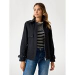 Guess W5yl01whdf1 Raphaelle Crop Kadın Trençkot – SİYAH